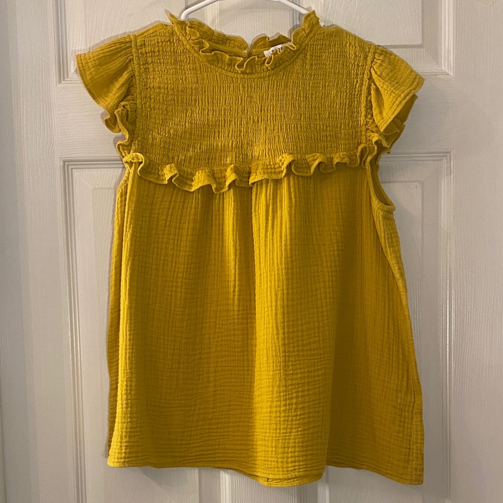 Rose & Olive Mustard Ruffled Blouse - Picture 3 of 11